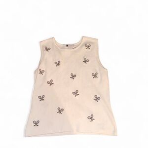 Carole Little Cream Knit Tank with Tennis Motif